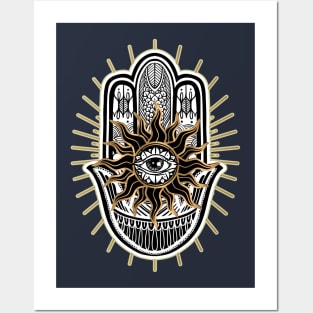 Hand of Fatima Hamsa Gold design Posters and Art